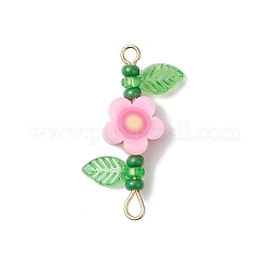 6 Stück 6 Stile handgemachte Polymer Clay Blume & Glas Saatperlen Verbinder Charms&nbsp;PALLOY-MZ00801