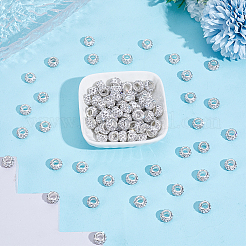 Handgefertigte Polymer Clay Strass europäische Großlochperlen mit versilberten Messingkernen&nbsp;FPDL-PA0001-02A