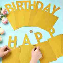 Striscione di carta glitterato con foto di buon compleanno da appendere&nbsp;DIY-FZC0002-04C