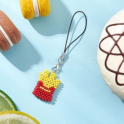 Decorazioni pendenti con perline di vetro a forma di patatine fritte&nbsp;HJEW-MZ00177