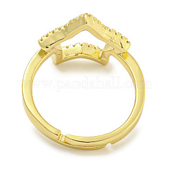 Verstellbare Ringe aus Messing mit Mikropflaster und Zirkonia für Damen&nbsp;RJEW-F162-13G