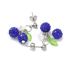 Orecchini pendenti in acciaio inossidabile 304 con strass in pasta polimerica fatti a mano&nbsp;EJEW-JE06429-01