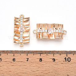 Ciondoli connettore in ottone con pavé di zirconi cubici trasparenti&nbsp;KK-T074-50G