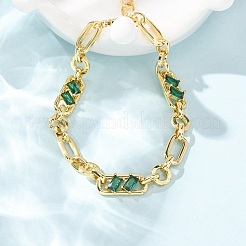 Pulseras de cadena de eslabones de circonita cúbica micropavé de latón con anillo y clip para mujer&nbsp;BJEW-D458-03G-05