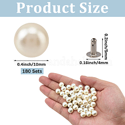 180 pièce de rivets en plastique abs imitation perle&nbsp;KY-CL0001-02C