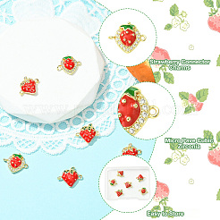 6 pz. 3 stili di ciondolo a forma di frutta in ottone con micro pavé di zirconi cubici&nbsp;KK-CJ0014-17