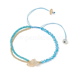 Bracelets de perles tressées en verre bicône à facettes avec perles de rocaille rondes en verre&nbsp;BJEW-MZ00164-03