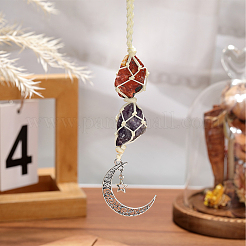 Nuggets natürlicher roter Jaspis & Amethyst Beutel Anhänger Dekorationen&nbsp;HJEW-WH20002-03B