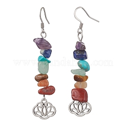 Chakra natürlicher roter Aventurin & roter Jaspis & Amethyst & Lapislazuli & grüner Aventurin & Tigerauge & synthetischer Türkis Ohrhänger&nbsp;EJEW-JE06648-02