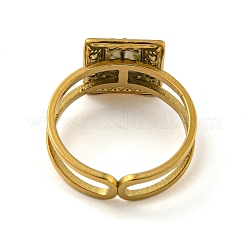 Ionenbeschichtung (IP) 304 Edelstahl Strass quadratische Fingerringe für Frauen Männer&nbsp;STAS-Z060-01G