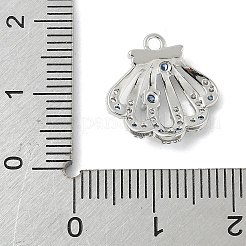Ciondolo connettore animale marino in ottone con pavé di zirconi cubici blu cielo e trasparenti&nbsp;KK-M326-07A-P