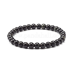 Set di braccialetti elastici in ossidiana naturale e roccia lavica&nbsp;BJEW-JB06982-04