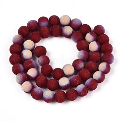 Brins de perles de verre opaques givrées&nbsp;LS-GLAA-T032-P8mm-MBB05