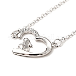 Rhodinierte Halskette mit 925 Kaninchen-Herz-Anhänger aus Sterlingsilber und klarem Zirkonia für Damen&nbsp;NJEW-E034-02P