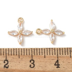 Véritables breloques en zircon cubique en laiton plaqué 18k or véritable&nbsp;X-KK-R037-157G