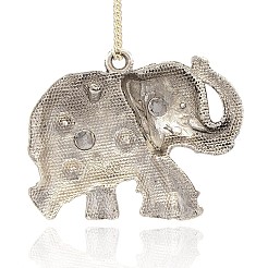 Antike Silber-Legierung Strass Elefant Anhänger&nbsp;PALLOY-J204-02AS