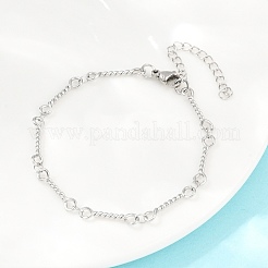 Pulseras de cadena de eslabones trenzados de acero inoxidable 304 para mujer&nbsp;BJEW-A160-09P