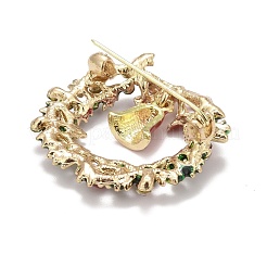 Bunter weihnachtskranz mit glocke emailnadel mit strass&nbsp;JEWB-A004-07G