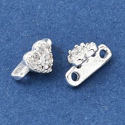 Barrette distanziatrici a forma di cuore con micro pavé di zirconi cubici trasparenti in ottone&nbsp;KK-C258-05S
