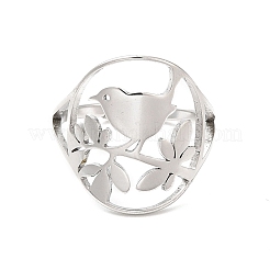 Anello regolabile in acciaio inossidabile 304 anti-ossidazione a forma di uccello per donna&nbsp;RJEW-L107-034P
