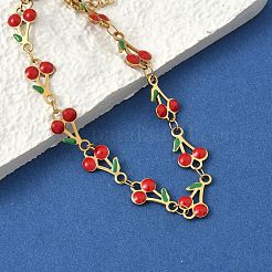 Pulseras de eslabones esmaltados de acero inoxidable 304 para mujer&nbsp;BJEW-K226-16G