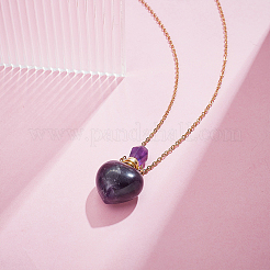 1 collana con bottiglia di profumo in ametista naturale&nbsp;NJEW-PH0001-37A-04