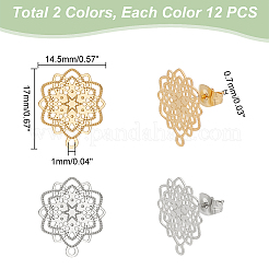 24 pieza de accesorios para pendientes de acero inoxidable 304 de 2 colores&nbsp;STAS-UN0040-80