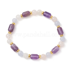 Stretch-Armbänder mit runden und zylinderförmigen Natursteinperlen für Damen und Herren&nbsp;BJEW-JB13478