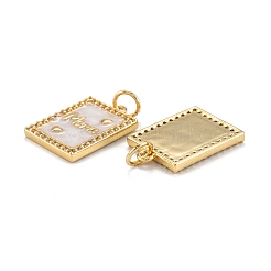 Pendentifs en laiton avec micro pavé de zircone cubique transparent pour la fête des mères&nbsp;X-ZIRC-A020-17G
