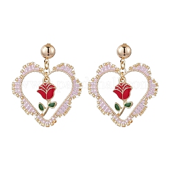 Boucles d'oreilles pendantes en forme de fleur de fer&nbsp;EJEW-MZ00404-02