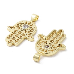Hamsa-Hand aus Messing mit Mikropflaster und Zirkonia-Anhängern&nbsp;KK-E102-13G
