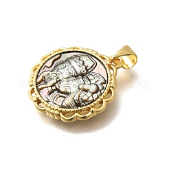 Pendentifs en laiton sculptés en coquillage naturel&nbsp;KK-Z091-06G-01