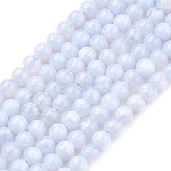 Natürlichen blauen Chalcedon Bead Stränge&nbsp;G-R193-02-4mm