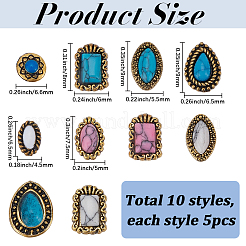 50 Stück 10 Arten Legierungs-Cabochons&nbsp;MRMJ-SP0001-37