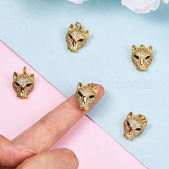 5pcs pendentifs en laiton micro pavé de zircone cubique clair et vert&nbsp;ZIRC-SZ0003-18