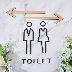 Holz Frauen Männer & Pfeile Toilettenschild Aufkleber&nbsp;DIY-FH0007-06