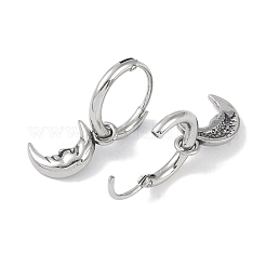 Creolen mit Mond-Motiv aus chirurgischem Edelstahl 316 für Damen&nbsp;EJEW-P274-04AS