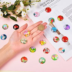 Fleurs imprimés cabochons de verre&nbsp;sgGGLA-SZ0001-14