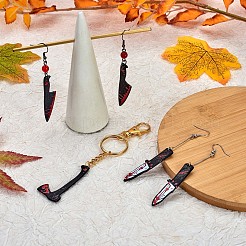 18 stücke 6 arten blutige messer schere axt opake harz halloween horror goth anhänger&nbsp;JX235A