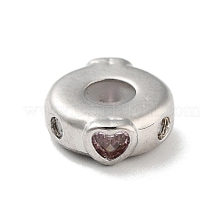 Perles en laiton micro pavé de zircone cubique transparentes pour la saint-valentin&nbsp;KK-K361-06P