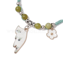Bracelets tressés en perles de jade vert naturel&nbsp;BJEW-TA00621-04