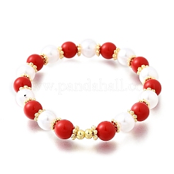 Braccialetti elastici in perle rotonde imitazione abs per le donne&nbsp;BJEW-D317-10B-G