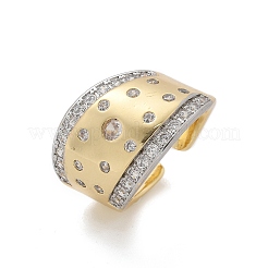Bagues de manchette en laiton avec micro pavé de zircone cubique transparente pour femmes&nbsp;RJEW-U041-23G