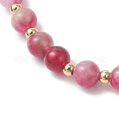 Bracelets tressés en perles de tourmaline pastèque naturelle pour femmes&nbsp;BJEW-JB12528-01
