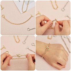 40 Stück 2-farbiges Set aus Kabelkettenarmbändern aus Legierung mit Knebelverschlüssen&nbsp;BJEW-GL0001-10