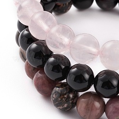 Ensembles de bracelets extensibles en perles de quartz rose naturel&nbsp;BJEW-JB05878