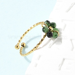 Bracciale regolabile in acciaio inossidabile 304 con turchese africano naturale (diaspro) e anelli aperti&nbsp;RJEW-P187-01G-07