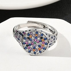 Manschettenringe aus Messing mit Mikropavé-Zirkonia für Damen&nbsp;RJEW-A069-13P