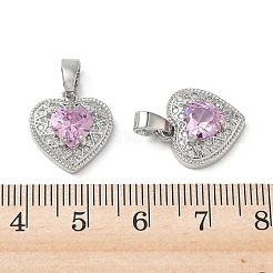 Ciondoli di San Valentino in ottone con micro pavé di zirconi cubici rosa perla&nbsp;KK-A299-14P
