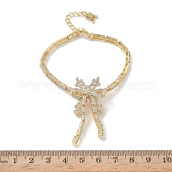 Bowknot-Armbänder aus Messing mit Mikropavé und Zirkonia-Gliederketten für Damen&nbsp;BJEW-A279-01G